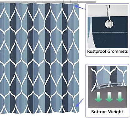 LLSCL Blue Grid Fabric Shower Curtain Liner with Magnets, Waterproof Hotel Quality, 72 x 72 Machine Washable