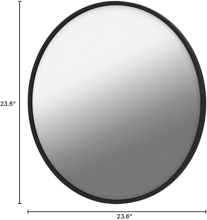HARRITPURE 24 Inch Round Mirror Black Circle Bathroom Mirror | Modern Aluminum Alloy Frame Wall Mounted Vanity Mirror for Living Room, Bedroom, Entryway