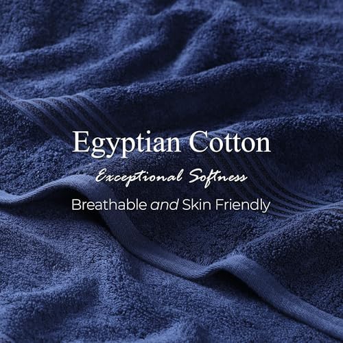 Superior Egyptian Cotton 9-Piece Towel Set, Assorted Towels for Home Bathroom, Master, Guest Bath, Decor Essentials, Includes 3 Bath, 3 Hand, 3 Face Towels/Washcloths, Quick Dry, Absorbent, Navy Blue