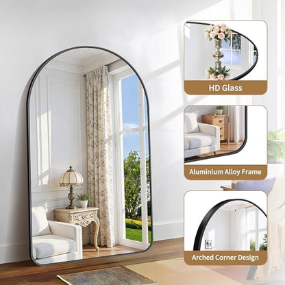 GLASHOM Arched Bathroom Mirror, 30"x50" Black Arched Mirror for Bathroom, Wall Mounted Mirror, Vanity Wall Mirror Metal Frame for Bedroom, Entryway, Living Room, Vertically Hanging