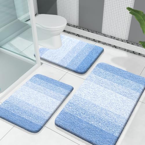 OLANLY Microfiber Bathroom Rugs Sets 3 Piece, 30"x20"+24"x16"+24"x20"