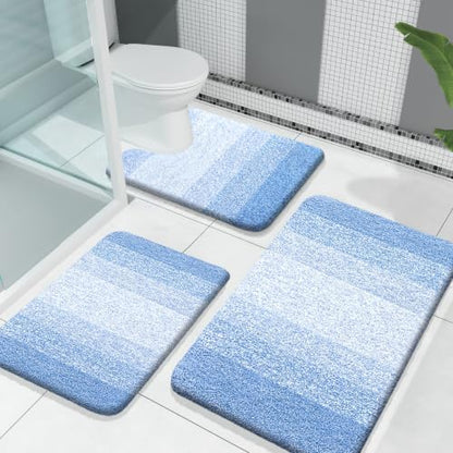 OLANLY Microfiber Bathroom Rugs Sets 3 Piece, 30"x20"+24"x16"+24"x20"