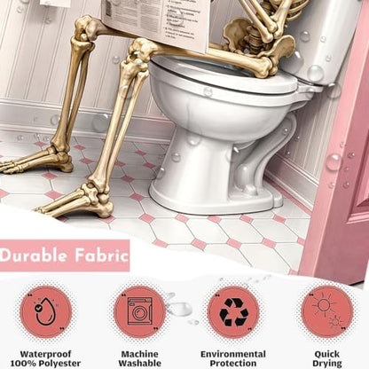 Funny Skeleton Shower Curtain Skull Halloween Bathroom Decor Shower Curtain