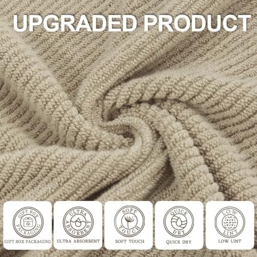 VOOVA & MOVAS Face Cloths 6PC, 100% Cotton, 13x13 in, Dark Tan Beige