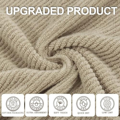VOOVA & MOVAS Face Cloths 6PC, 100% Cotton, 13x13 in, Dark Tan Beige