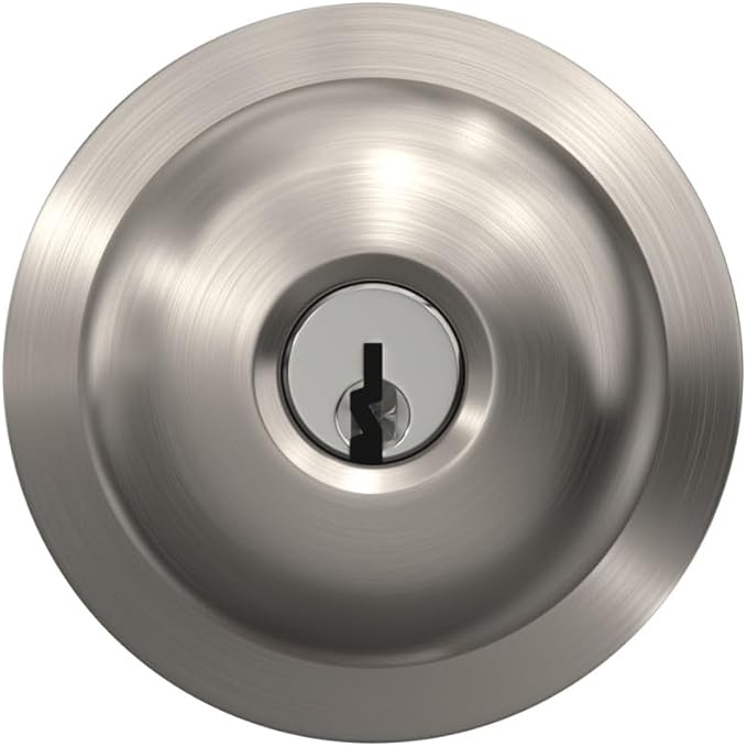 Schlage F51A PLY 619 Plymouth Door Knob, Keyed Entry Lock, Satin Nickel
