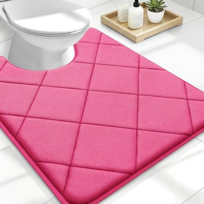 OLANLY Memory Foam Toilet Rugs U-Shaped 24x20, Ultra Soft and Absorbent