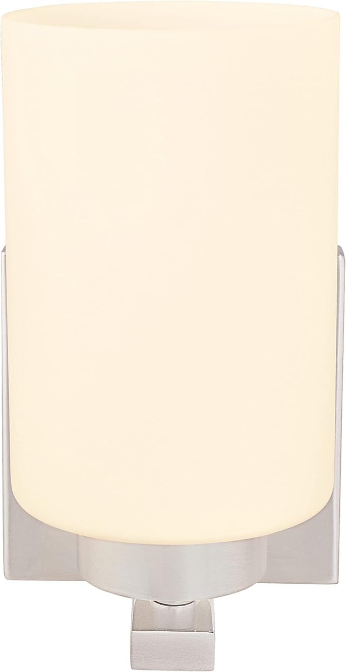 Aspen Creative 62218, One-Light Metal Bathroom Vanity Wall Light Fixture, 4-3/4" Wide, Transitional Design in Satin Nickel