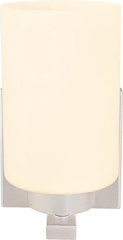 Aspen Creative 62218, One-Light Metal Bathroom Vanity Wall Light Fixture, 4-3/4" Wide, Transitional Design in Satin Nickel