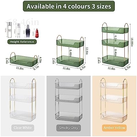 Akinbas 3 Tier Bathroom Organizer Countertop Makeup Perfume Tray Skincare Organizer for Bathroom Dresser Vanity (Green)