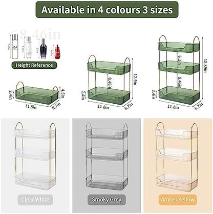 Akinbas 3 Tier Bathroom Organizer Countertop Makeup Perfume Tray Skincare Organizer for Bathroom Dresser Vanity (Green)