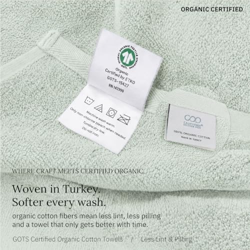 California Design Den Organic Cotton Towel & Washcloth Set of 6, Soft Sage