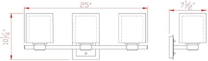 Design House 556159 Oslo Traditional 3-Light Indoor Dimmable Bathroom Vanity Light with Double Glass Shades for Over the Mirror, Satin Nickel