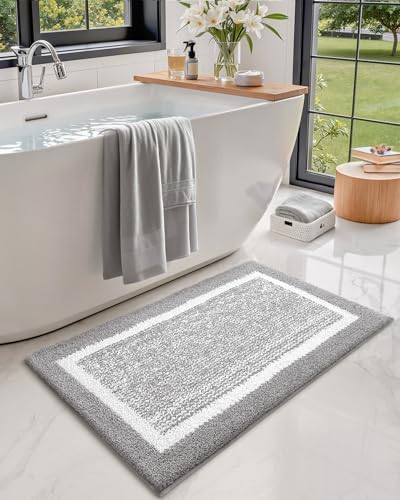 Color&Geometry Simple and Stylish Bathroom Rugs for Bathroom, 20"x32",Grey