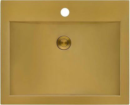 Ruvati 21 x 17 inch Brushed Gold Drop-in Topmount Bathroom Sink - Polished Brass Stainless Steel Bathroom Sink- RVH5110GG