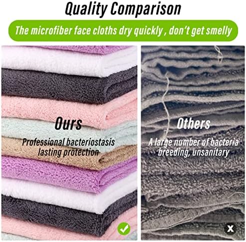 TENSTARS 12 Pack Premium Washcloths Set - Quick Drying- Soft Microfiber Coral Velvet Highly Absorbent Wash Clothes - Multipurpose Use as Bath, Spa, Facial, Fingertip Towel (Multicolored)