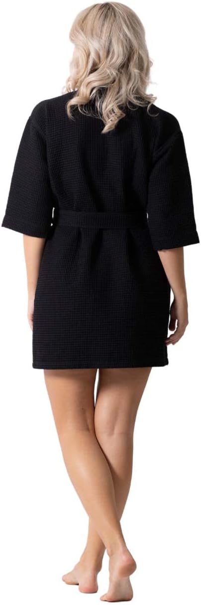 Lightweight Waffle Knit Bath, Spa & Bridesmaids Kimono Short Robes for Women - Quick Dry & Soft