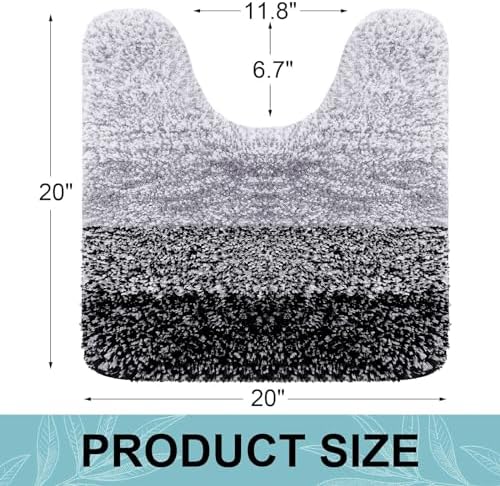 Arotive Microfiber Bathroom Rugs, Soft Absorbent Contour Toilet Rugs, 20x20