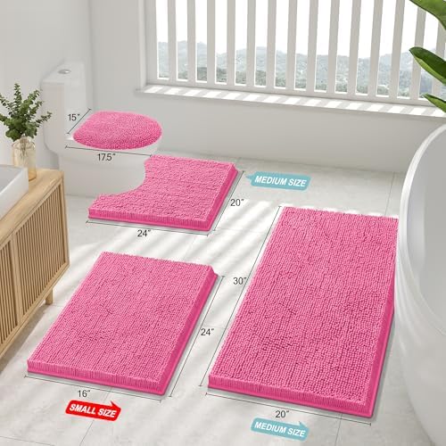 Smiry Bathroom Rugs 47X17, Luxury Chenille Extra Soft Absorbent Bath Mat