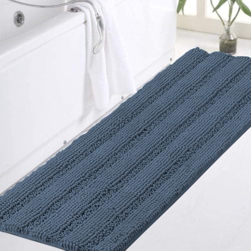 Turquoize Bathroom Runner Rug 17"x47", Soft Absorbent Chenille Bath Rug