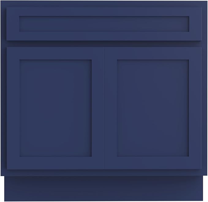Vanity Art 36 Inch Double Shutter Door Bathroom Vanity Base Cabinet with Soft Closing Shaker Drawer, Strudy Floor Mount Storage Cabinet Organizer for Bedroom, Living Room, Kitchen, VA4036-BLUE