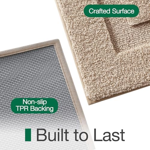LUMI Ultra Soft Bathroom Runner Rugs, Non Slip Bath Mat 24x60, Beige