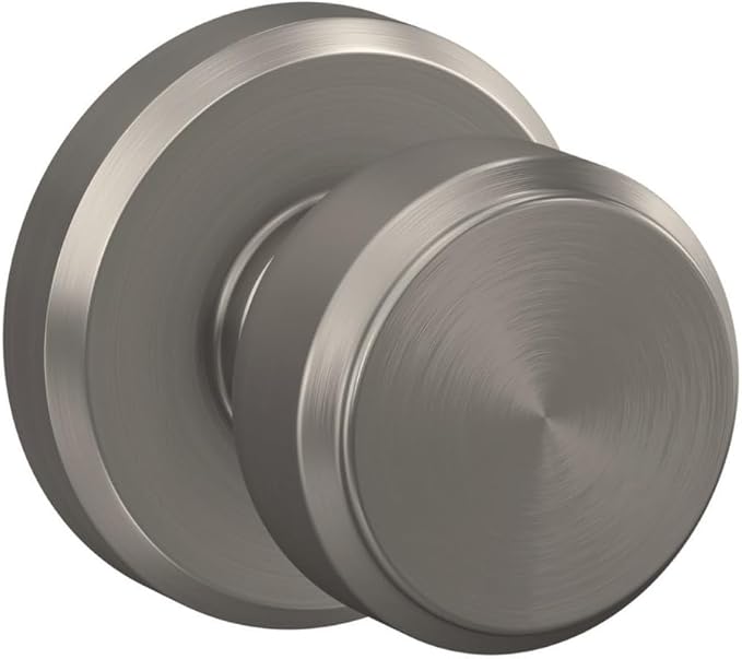 Schlage F170 BWE 619 GSN Bowery Door Knob with Greyson Trim, One Sided Non-Turning Dummy Door Handle, Satin Nickel