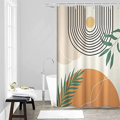 Mid Century Shower Curtain with Hook for Bathroom 60x72 Inch