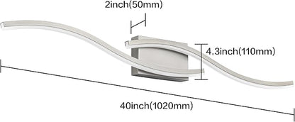 PRESDE 40" LED Bathroom Vanity Light, Modern Brushed Nickel Wall Bar Fixture Over Mirror Dimmable