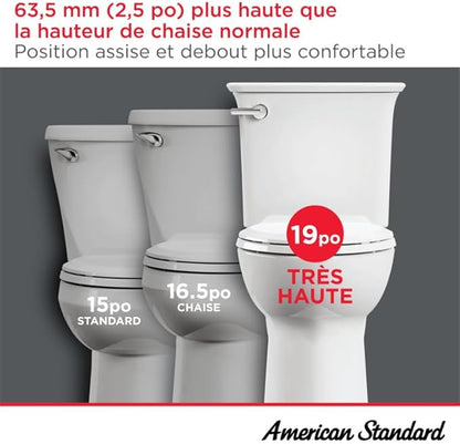 American Standard 215TA104.020 Cadet PRO Two-Piece Toilet, Seat not Included, Extra Tall Height, Left-Hand Trip Lever, 12-Inch Rough, Elongated Front, White, 1.28 GPF