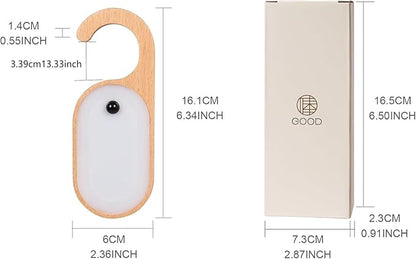 Motion Sensor LED Night Light, Wooden Door Lock Light with Touch Switch, Battery Powered, White and Beech