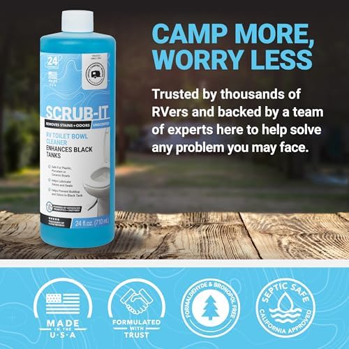 Unique Scrub-It RV Toilet Bowl Cleaner Liquid – RV Toilet Cleaner for Rimless RV Toilets, Squirt Top, Removes Stains & Odors (24 oz) Amazon Exclusive Packaging (Pack of 2)