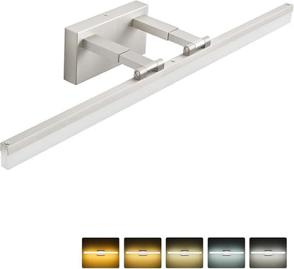 SOLFART Bathroom Lighting Fixtures Over Mirror: 32 Inch 5CCT Retractable LED Vanity Lights Brushed Nickel Dimmable Adjustable Head ETL