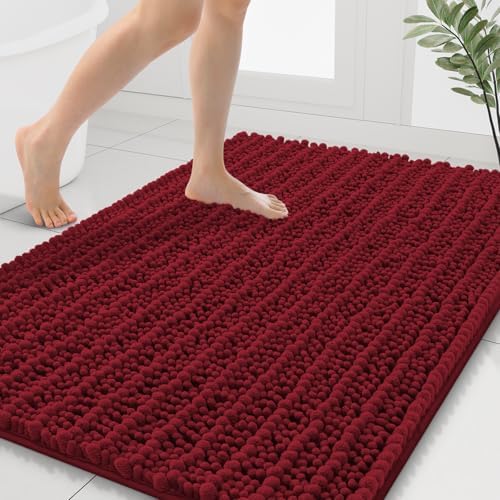 Smiry Bathroom Rugs 40X32, Extra Soft Rubber Backing Chenille Bath Mats