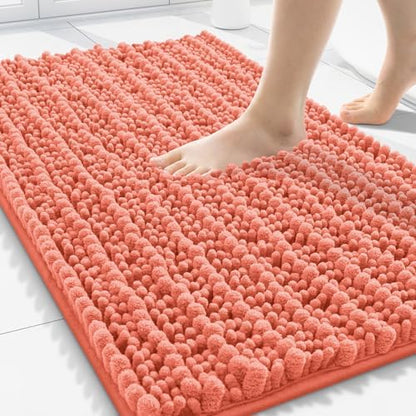 Smiry Bathroom Rugs 30X20, Extra Soft Rubber Backing Chenille Bath Mats
