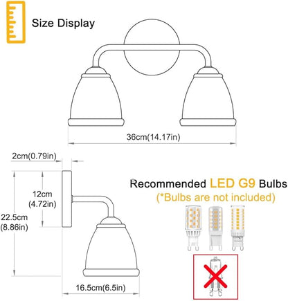 Antique 2 Light Bathroom Light Fixtures, Black and Gold Vanity Lights for Bathroom, Vanity Light Fixture with Clear Glass, Vintage Bathroom Lights over Mirror, Wall Sconce for Bedroom, Living Room