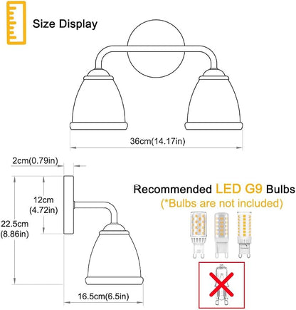 Daunton Vintage Bathroom Vanity Light, Brushed Nickel Vanity Lights Over Mirror, 2-Light Elegant Bathroom Light Fixture with Flower Glass Shade, Wall Sconce Lighting for Bedroom Lining Room