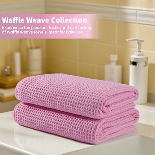 Microfiber Waffle Bath Towels, 4 Pieces, Soft, Absorbent, Fast Drying, Lint Free 430 GSM (27''x55''/68.58 cm x139.7 cm)
