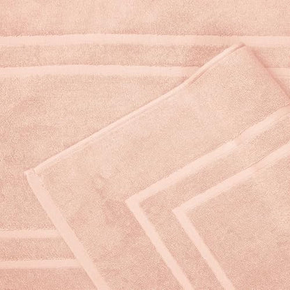 Feather & Stitch 2 Piece Towel Like Bath Mats (30x21 Inch) 100% Cotton Terry Bath Mats, Bathroom Shower Floor Mats [NOT A Bathroom Rug], Soft Absorbent Washable Mats - Pale Peach