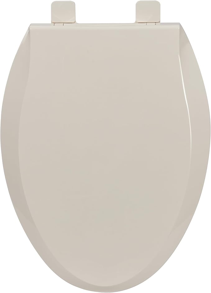 19" Elongated Almond Toilet Seat for Adult and Child, Built-In Potty Training Seat with Soft Quiet Close Non-Slip Design, Magnetic Kids Seat and Cover for Elongated/Oval Toilets, Easy to Install