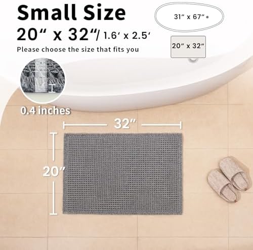 Waffle Bath Mat, Boho Bathroom Rugs Non Slip Washable, 20" x 32"