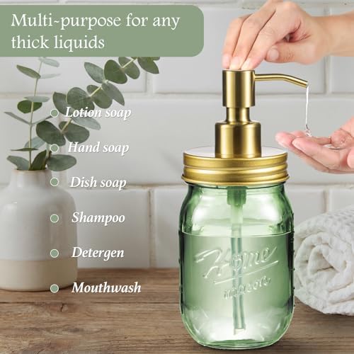 Amolliar Green Glass Bathroom Accessories Set, 4Pcs Mason Jar Bathroom Set