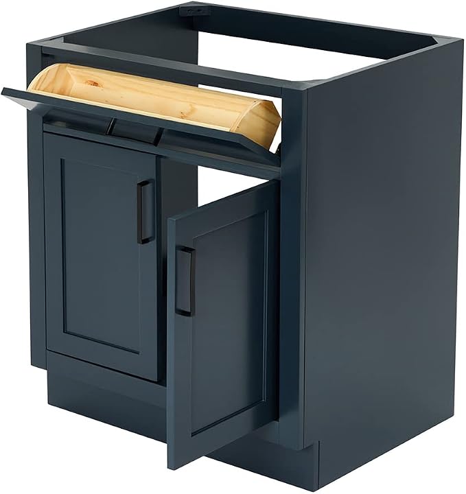ARIEL Hepburn 30-inch Bathroom Vanity Base Cabinet,Solid Wood, 2 Soft Closing Doors, 1 Dovetail Drawers, Midnight Blue