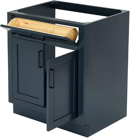 ARIEL Hepburn 30-inch Bathroom Vanity Base Cabinet,Solid Wood, 2 Soft Closing Doors, 1 Dovetail Drawers, Midnight Blue