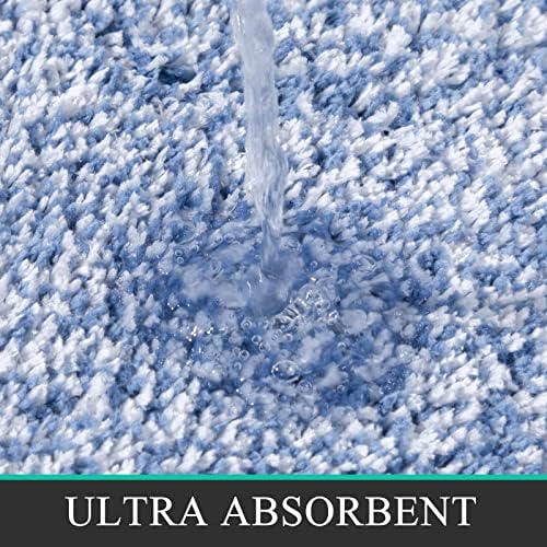 Pauwer Bathroom Rugs Sets 2 Piece, Non Slip Washable Bath Mat, Blue
