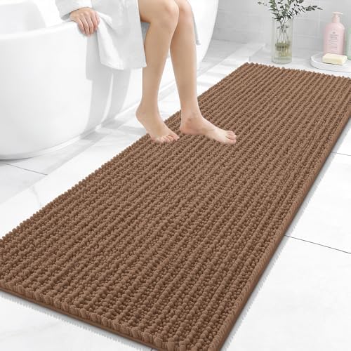 OLANLY Bathroom Runner Rugs 59x24, Thick Soft Absorbent Chenille Bath Rugs
