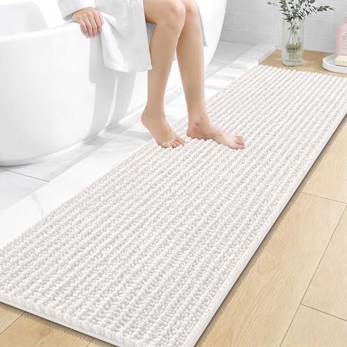 OLANLY Bathroom Runner Rugs 59x20, Thick Soft Absorbent Chenille Bath Rugs