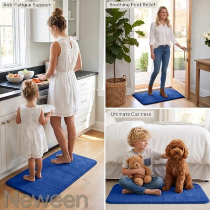 Neween Bathroom Rugs Set 2 Piece, Absorbent Memory Foam Bath Mat, Blue