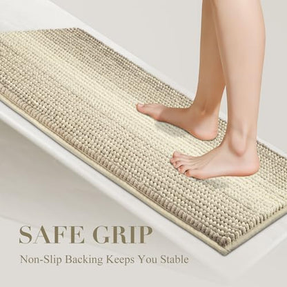 BSICPRO Bathroom Rugs, 17x24 Chenille Bath Mats, Sand