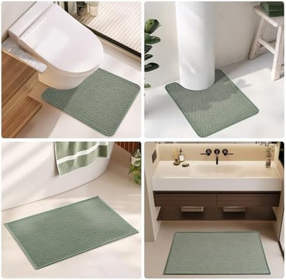 TYUU Bathroom Rugs Non Slip Washable, Super Absorbent Thin Bath Mat Quick Dry Low Pile Bathroom Rug, Sage Green 20"x48"